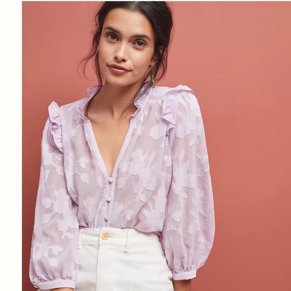 Anthropologie Tops - Maeve Anthropologie women’s Mallory Lace Blouse lavender purple sz SP floral